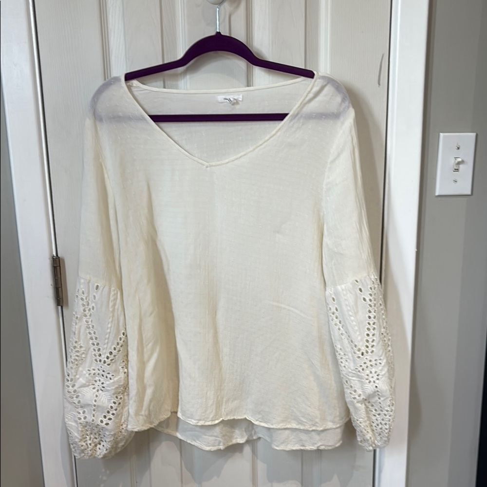 Maurices Cream Long Sleeve Blouse
